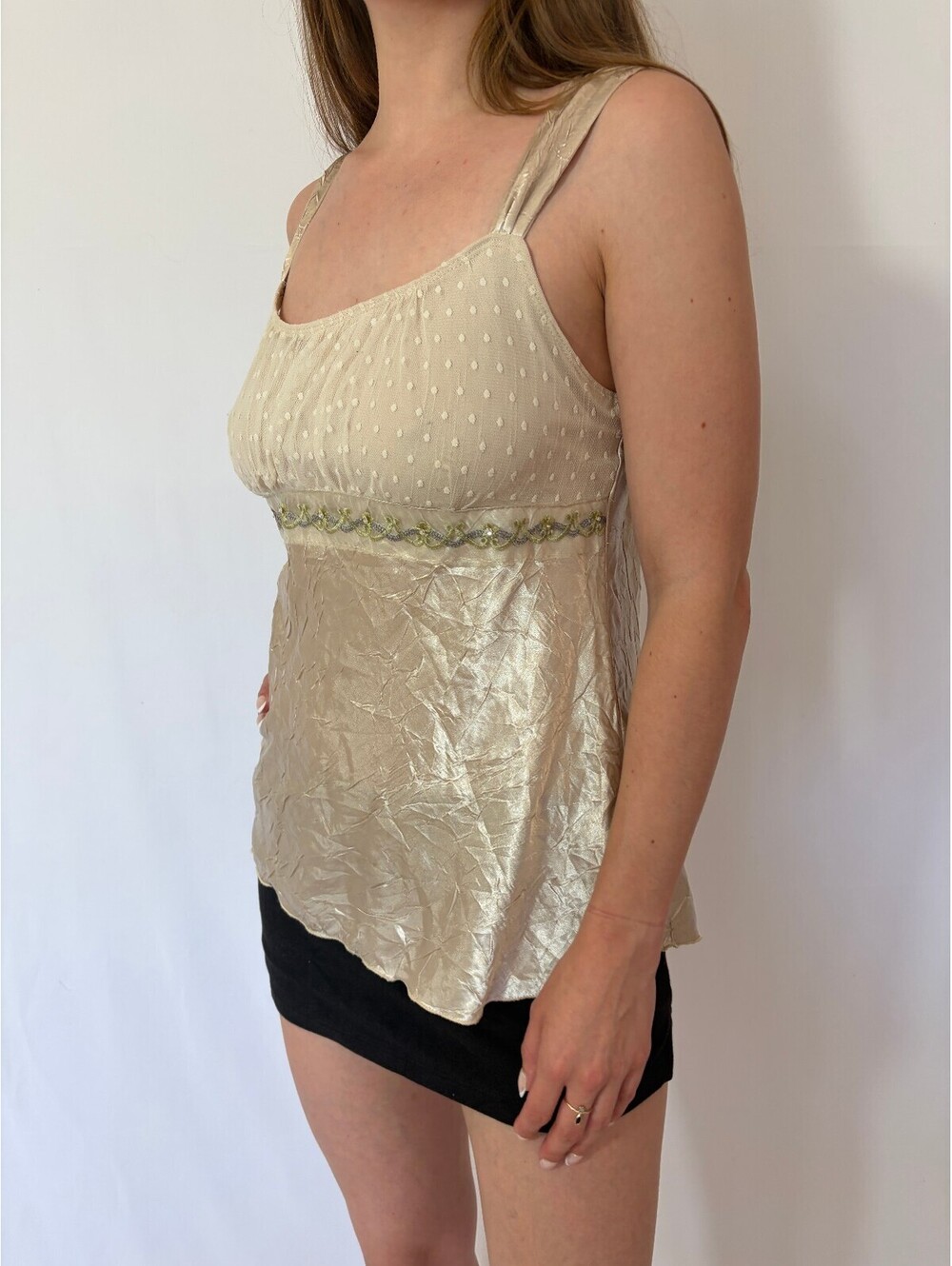 A Byer Silky Milkmaid Babydoll Shimmery Tank Top - Picture 8 of 9